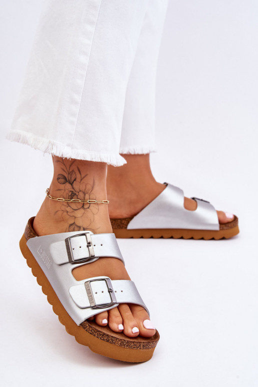 Het klassieke model Dames Slippers Big Star LL274476 zilvere kleur Het klassieke model Dames Slippers Big Star LL274476 zilvere kleur