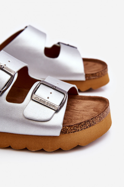 Het klassieke model Dames Slippers Big Star LL274476 zilvere kleur Het klassieke model Dames Slippers Big Star LL274476 zilvere kleur