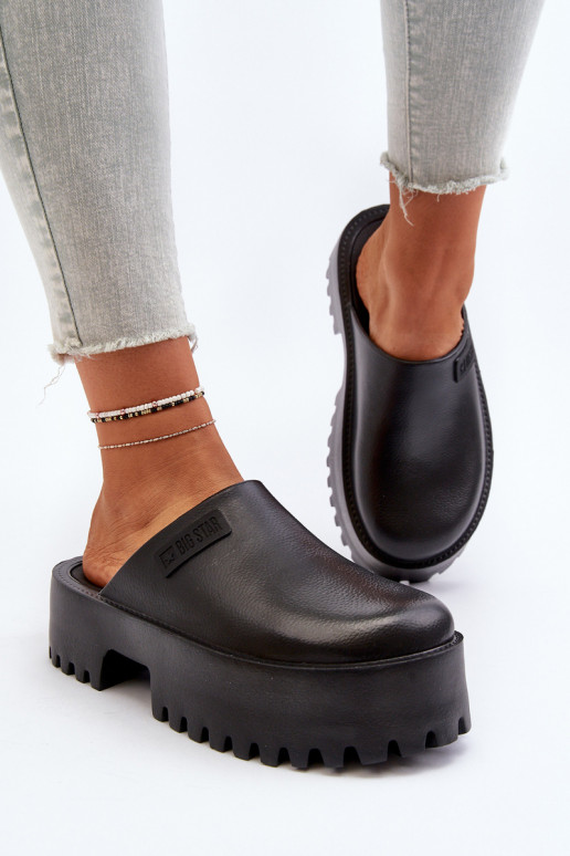 Dames pantoffels met trendy zware zolen Big Star NN274014 zwart