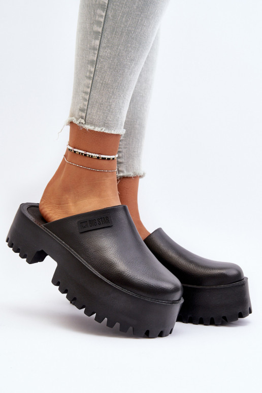Dames pantoffels met trendy zware zolen Big Star NN274014 zwart