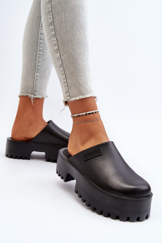 Dames pantoffels met trendy zware zolen Big Star NN274014 zwart