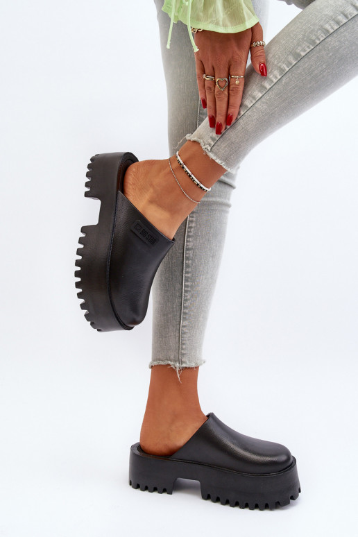 Dames pantoffels met trendy zware zolen Big Star NN274014 zwart