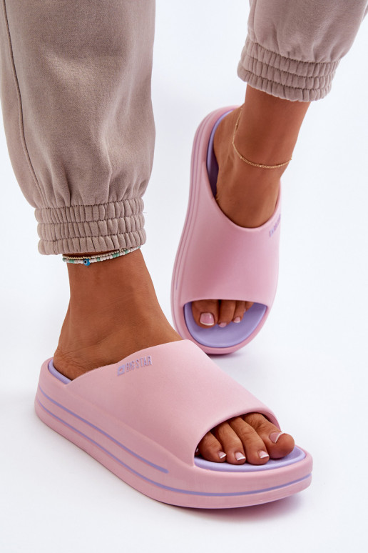 Damespantoffels met platform Big Star NN274A035 roze