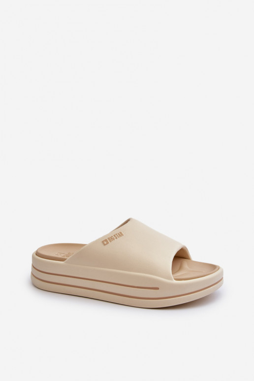 Dames platform pantoffels Big Star NN274A034 zandkleur