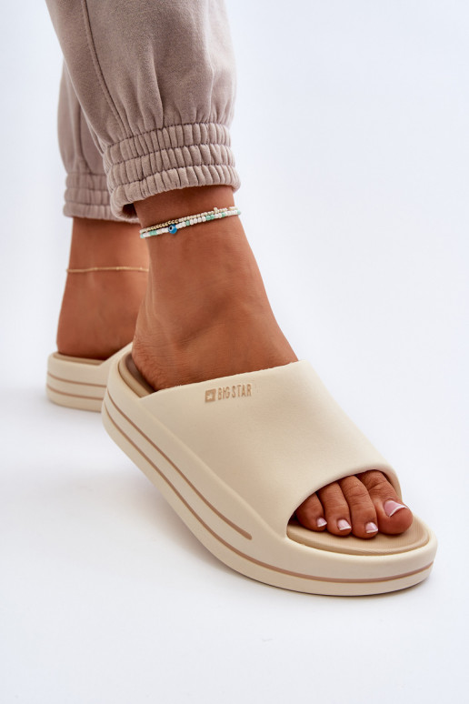 Dames platform pantoffels Big Star NN274A034 zandkleur