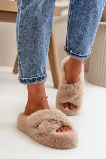 Sandkleurige Slippers Met...