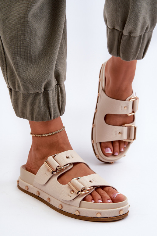 Damespantoffels met platform Big Star NN274083 beige Damespantoffels met platform Big Star NN274083 beige