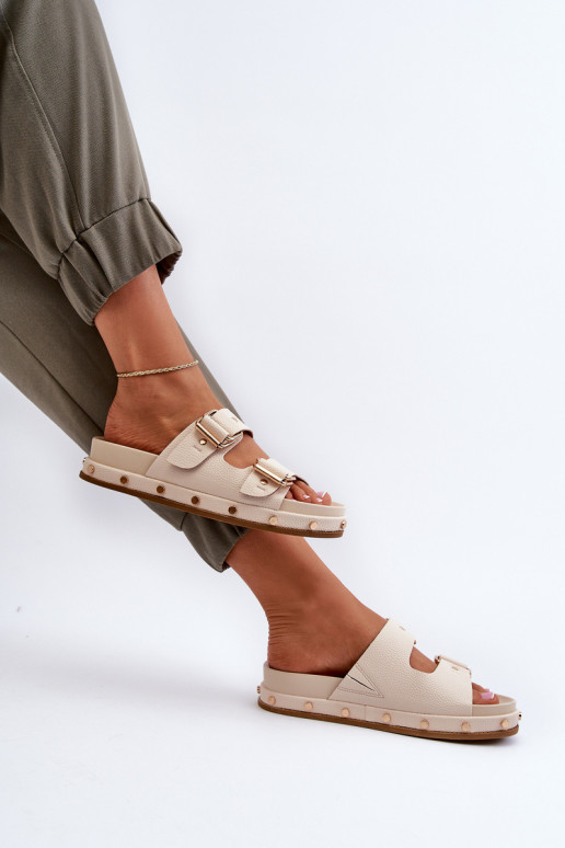 Damespantoffels met platform Big Star NN274083 beige Damespantoffels met platform Big Star NN274083 beige