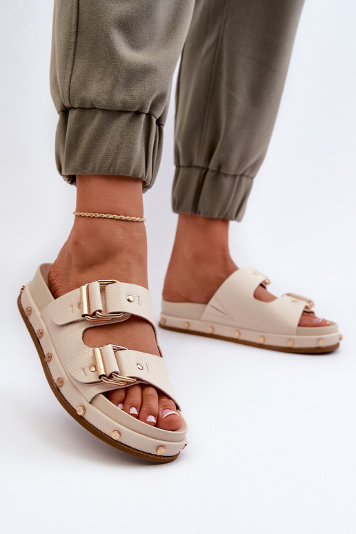 Damespantoffels met platform Big Star NN274083 beige Damespantoffels met platform Big Star NN274083 beige