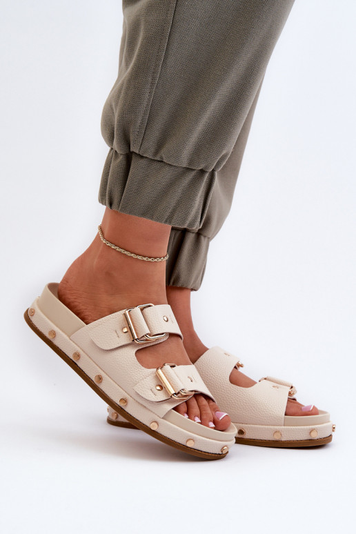 Damespantoffels met platform Big Star NN274083 beige Damespantoffels met platform Big Star NN274083 beige