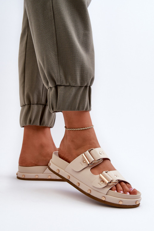 Damespantoffels met platform Big Star NN274083 beige Damespantoffels met platform Big Star NN274083 beige