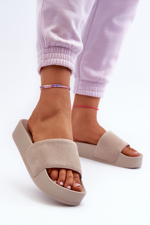 Dames Slippers met platform van suède Big Star NN274A671 beige Dames Slippers met platform van suède Big Star NN274A671 beige