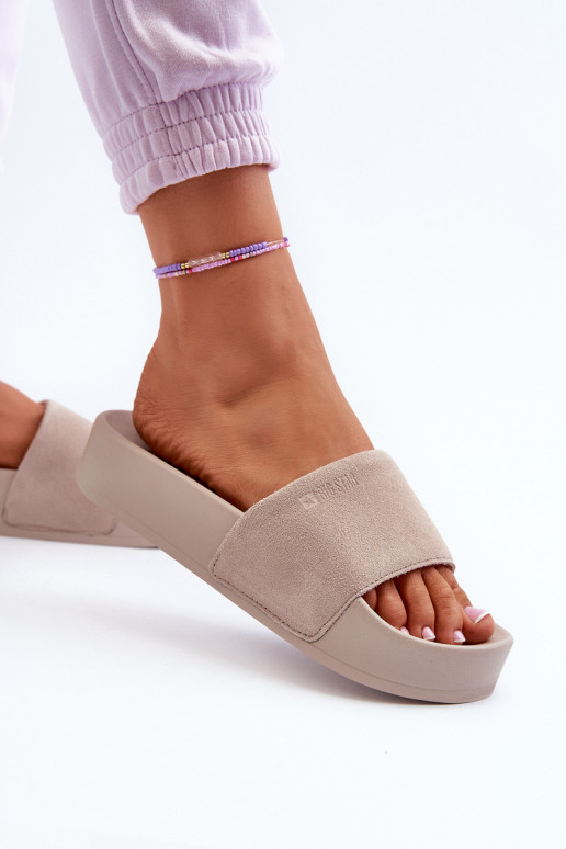 Dames Slippers met platform van suède Big Star NN274A671 beige Dames Slippers met platform van suède Big Star NN274A671 beige