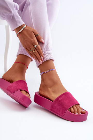 Dames Suede Platform Slippers Big Star NN274A672 Fuchsia 2