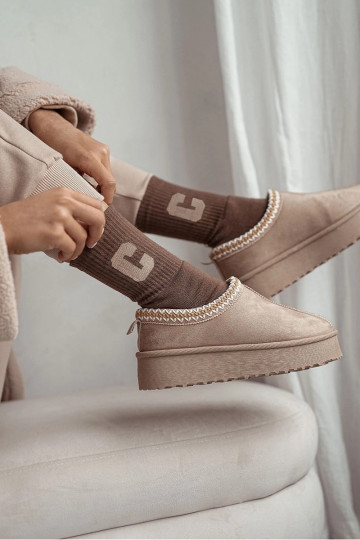 Sokken Dames Frotte Z Literą C bruine kleur