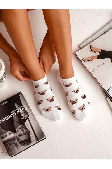 Dames Katoenen Sokken Met Mopjes Wit