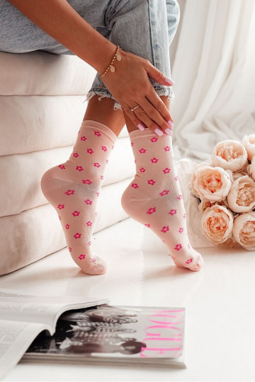 Dames Sokken Met Kleine Bloemen Perzik