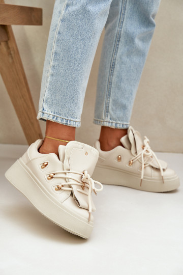 Sneakers dames met platform zandkleur Dolistana 2