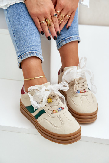 Sneakers dames met Z pins zandkleur Jariana