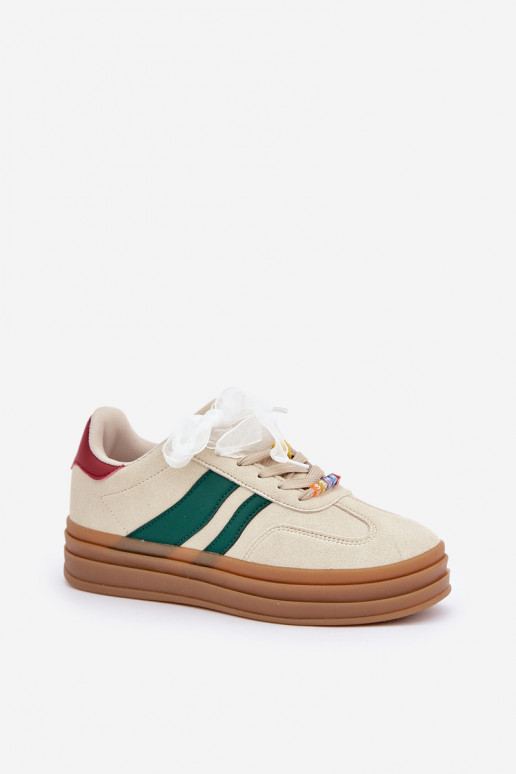 Sneakers model schoenen Dames Z Przypinkami beige Jariana Sneakers model schoenen Dames Z Przypinkami beige Jariana