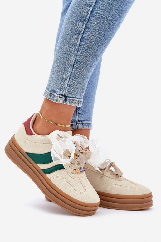 Sneakers model schoenen Dames Z Przypinkami beige Jariana Sneakers model schoenen Dames Z Przypinkami beige Jariana