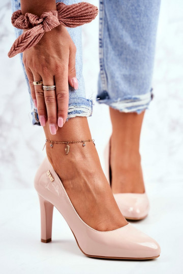 Schoenen Dames Sergio Leone met lakeffect met hakken beige Campbell 2