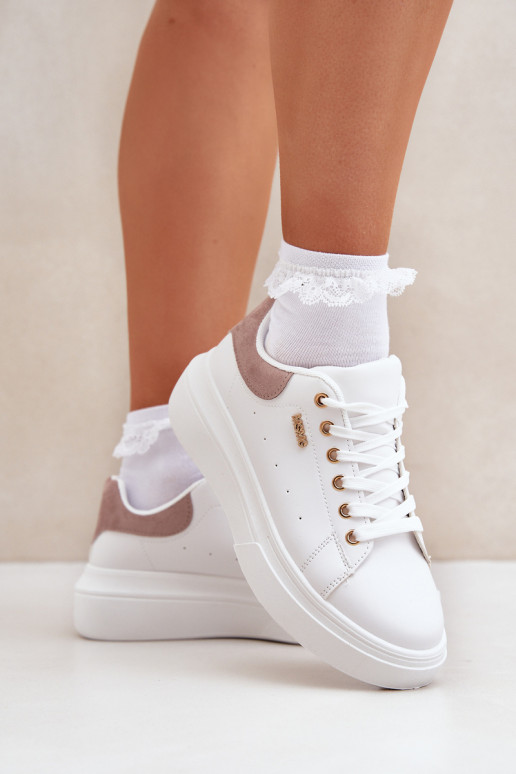Sneakers model schoenen Dames met platform van ecoleer Initte kleur Lelandine