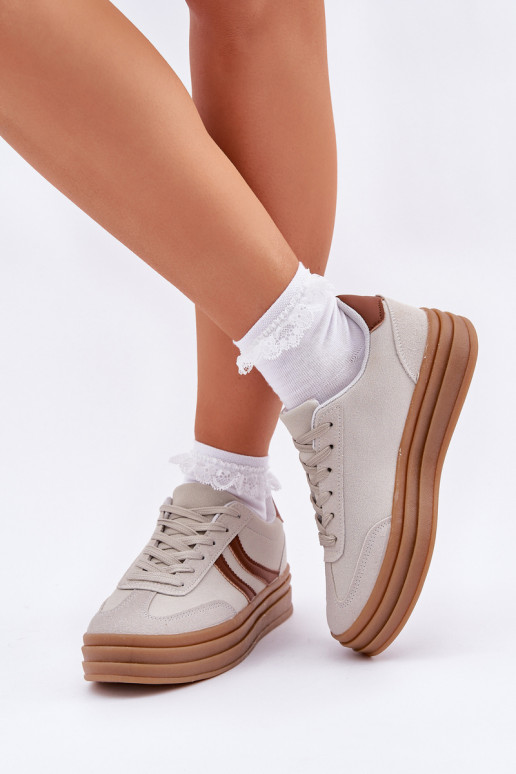 Stijlvol Sneakers model schoenen met platform grijs DoriIna Stijlvol Sneakers model schoenen met platform grijs DoriIna