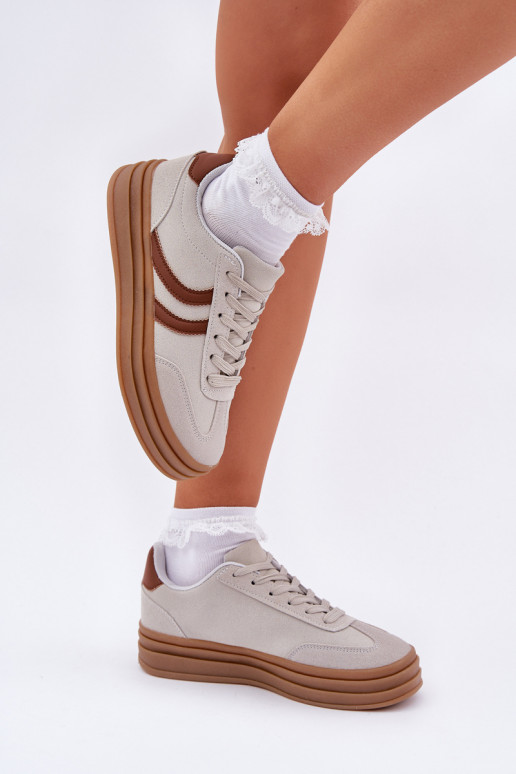 Stijlvol Sneakers model schoenen met platform grijs DoriIna Stijlvol Sneakers model schoenen met platform grijs DoriIna