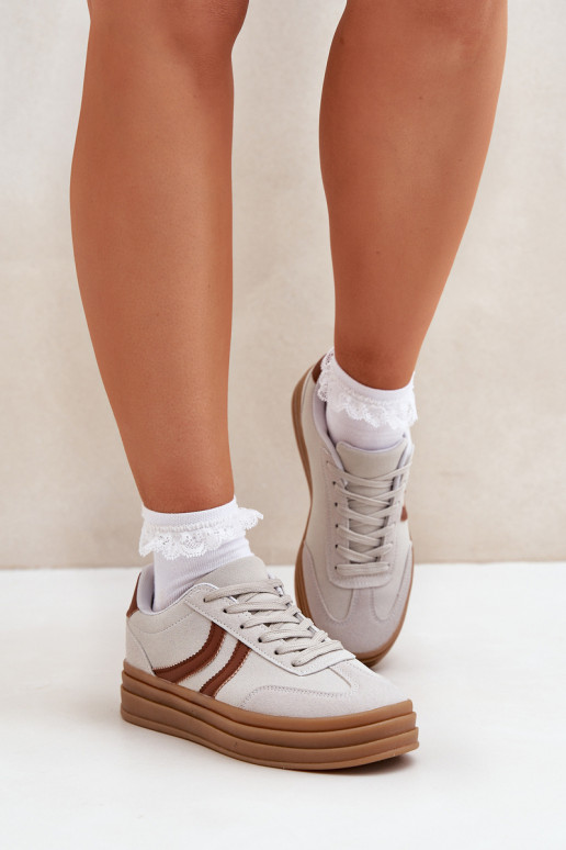 Stijlvol Sneakers model schoenen met platform grijs DoriIna Stijlvol Sneakers model schoenen met platform grijs DoriIna