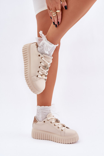 Sneakers model schoenen Dames Z Przypinkami beige Grelesi 2