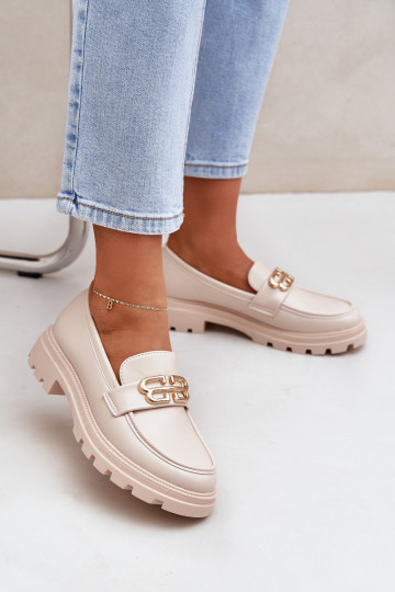 dames mocassins Ze gouden kleurm Detalem beige Trionna 2
