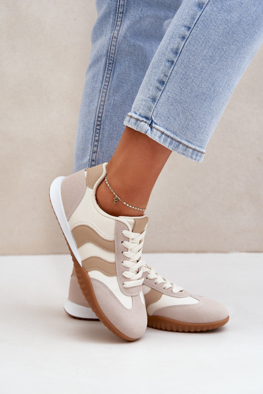 Klassieke sneakers Dames van ecoleer beige Het heeftretina