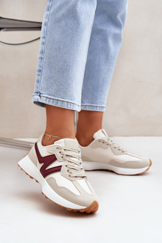 sportschoenen Sneakers model schoenen Dames beige-bordeaux Britma