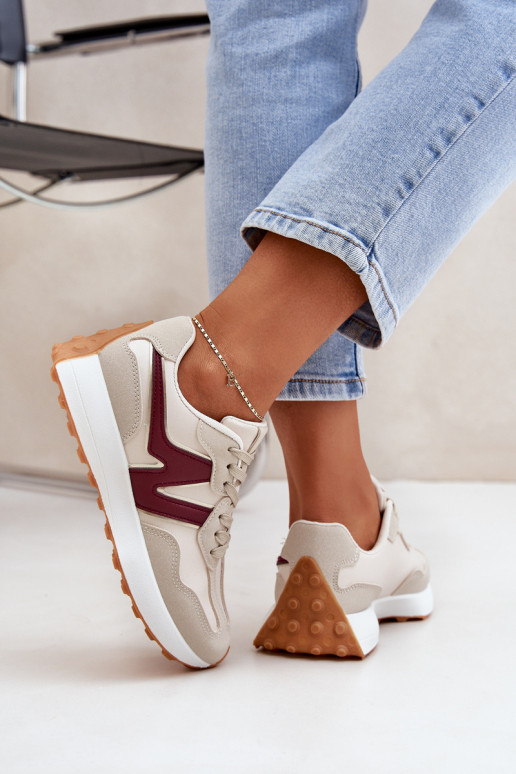 sportschoenen Sneakers model schoenen Dames beige-bordeaux Britma
