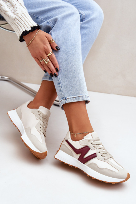 sportschoenen Sneakers model schoenen Dames beige-bordeaux Britma