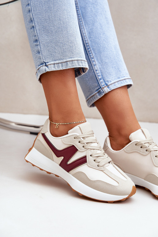 sportschoenen Sneakers model schoenen Dames beige-bordeaux Britma