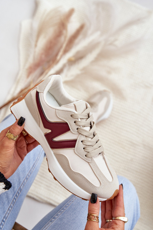 sportschoenen Sneakers model schoenen Dames beige-bordeaux Britma