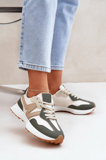 sportschoenen Sneakers model schoenen Dames beige-groene kleur Britma