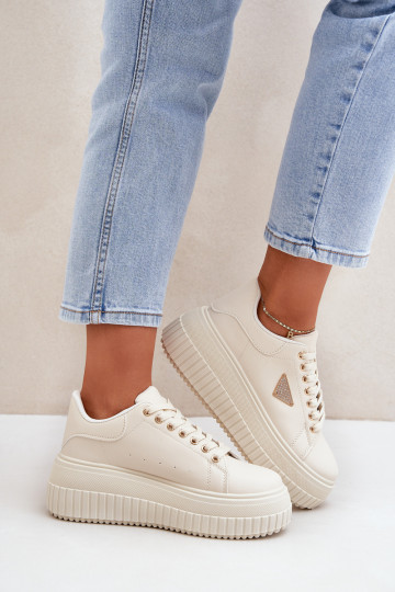 Stijlvol Sneakers model schoenen met platform ivoor Vallexia