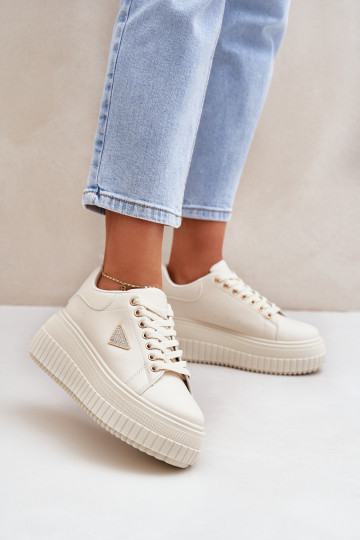 Stijlvol Sneakers model schoenen met platform ivoor Vallexia 2