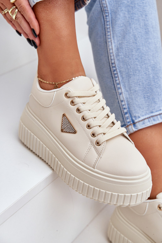 Stijlvol Sneakers model schoenen met platform ivoor Vallexia Stijlvol Sneakers model schoenen met platform ivoor Vallexia