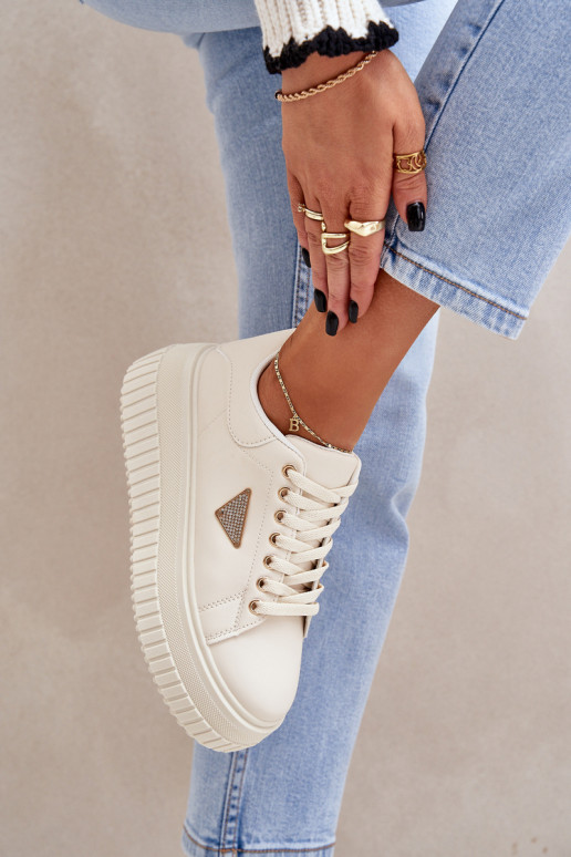 Stijlvol Sneakers model schoenen met platform ivoor Vallexia Stijlvol Sneakers model schoenen met platform ivoor Vallexia
