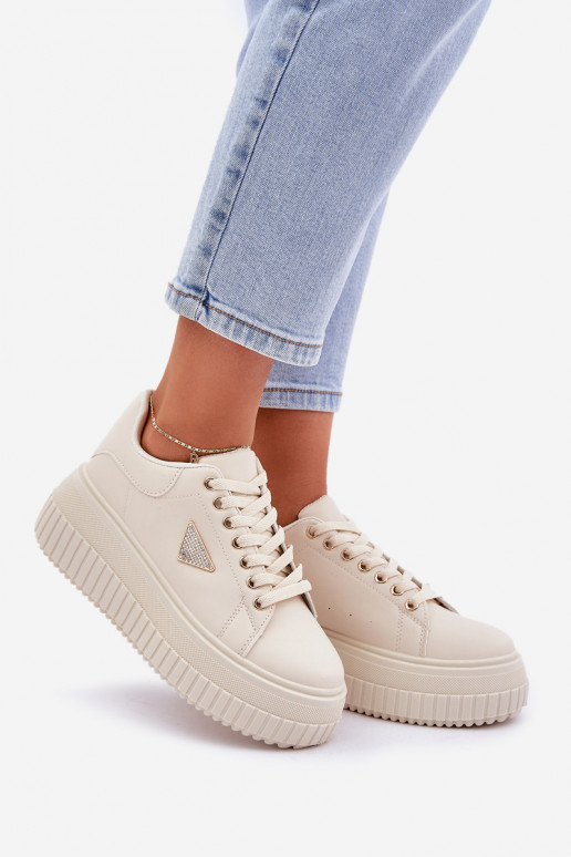 Stijlvol Sneakers model schoenen met platform ivoor Vallexia Stijlvol Sneakers model schoenen met platform ivoor Vallexia