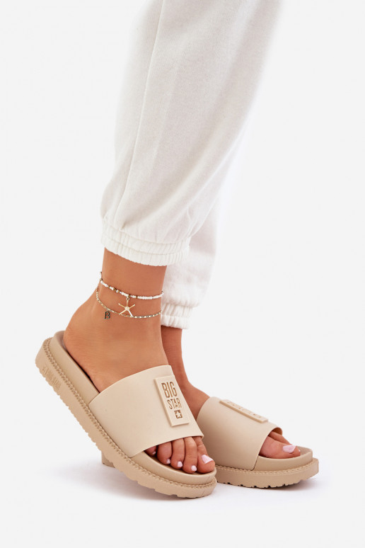 Damespantoffels Big Star LL274A210 beige