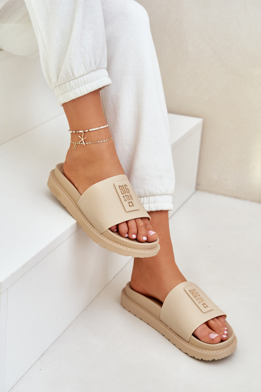 Damespantoffels Big Star LL274A210 beige