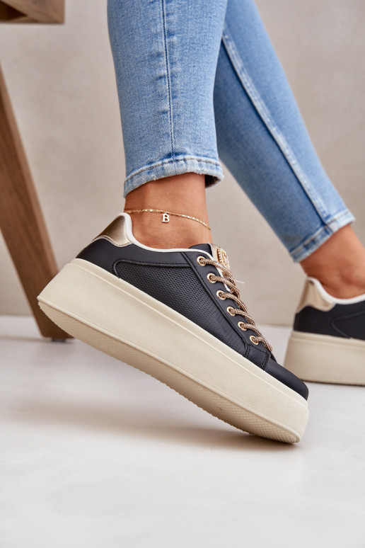 Sneakers model schoenen met platform Met sierlijki SznuróInkami zInart Fonetha