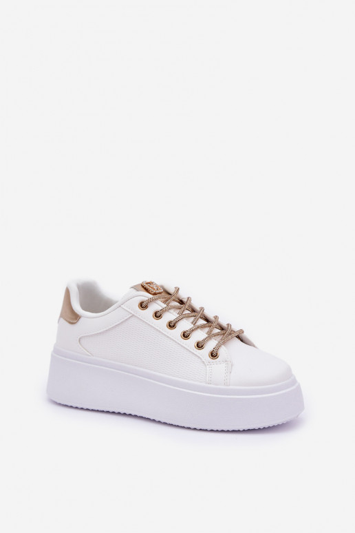 Sneakers model schoenen met platform Met sierlijki SznuróInkami INit-gouden kleur Fonetha Sneakers model schoenen met platform Met sierlijki SznuróInkami INit-gouden kleur Fonetha