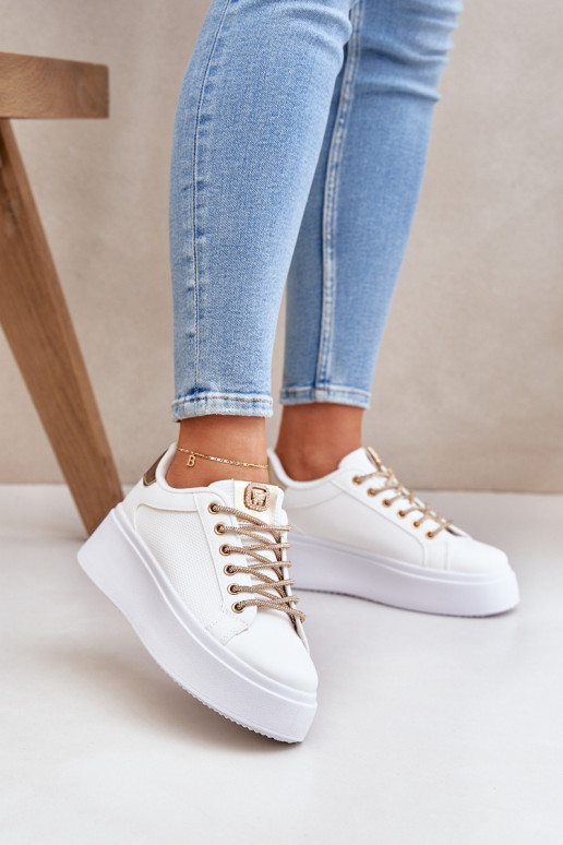 Sneakers model schoenen met platform Met sierlijki SznuróInkami INit-gouden kleur Fonetha Sneakers model schoenen met platform Met sierlijki SznuróInkami INit-gouden kleur Fonetha