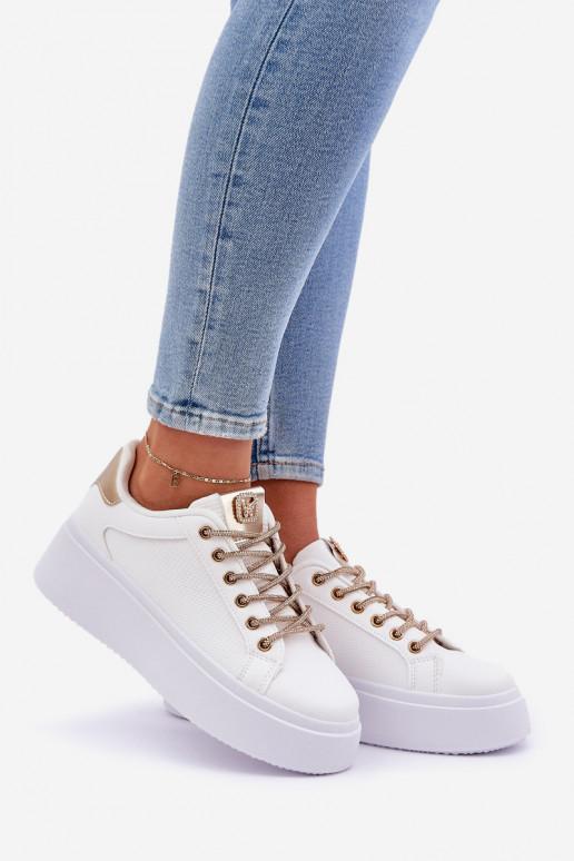 Sneakers model schoenen met platform Met sierlijki SznuróInkami INit-gouden kleur Fonetha Sneakers model schoenen met platform Met sierlijki SznuróInkami INit-gouden kleur Fonetha